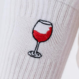 Glaserl Rotwein | Bestickte Bio Baumwoll Socken