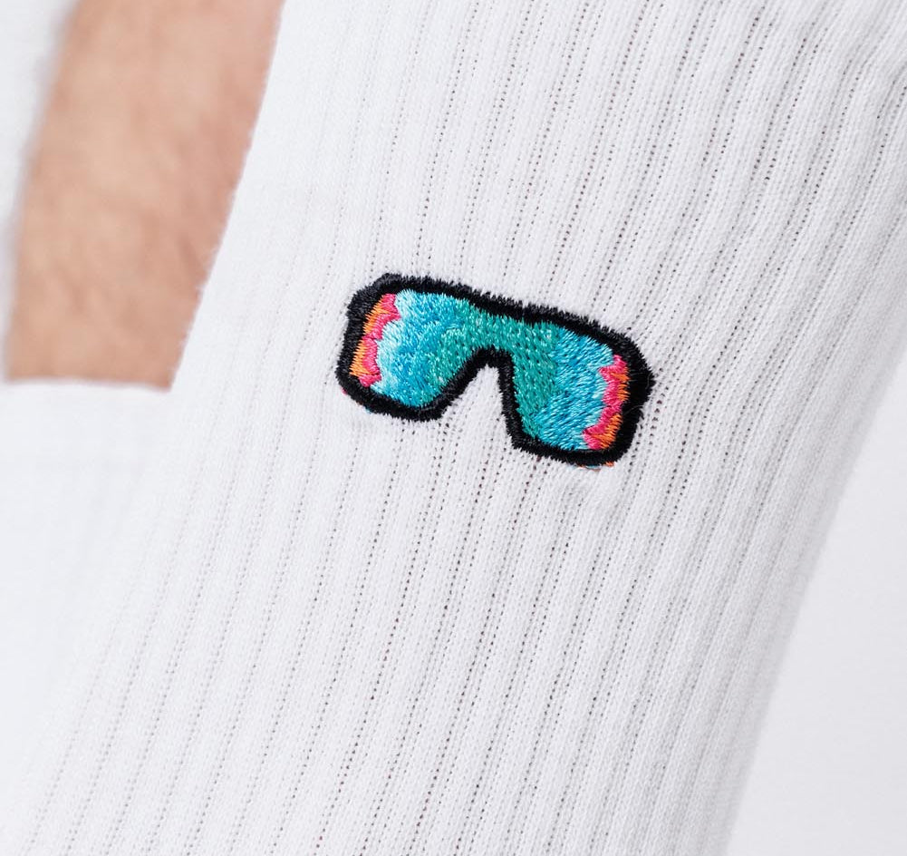 schnelle Brille | Bestickte Bio Baumwoll Socken