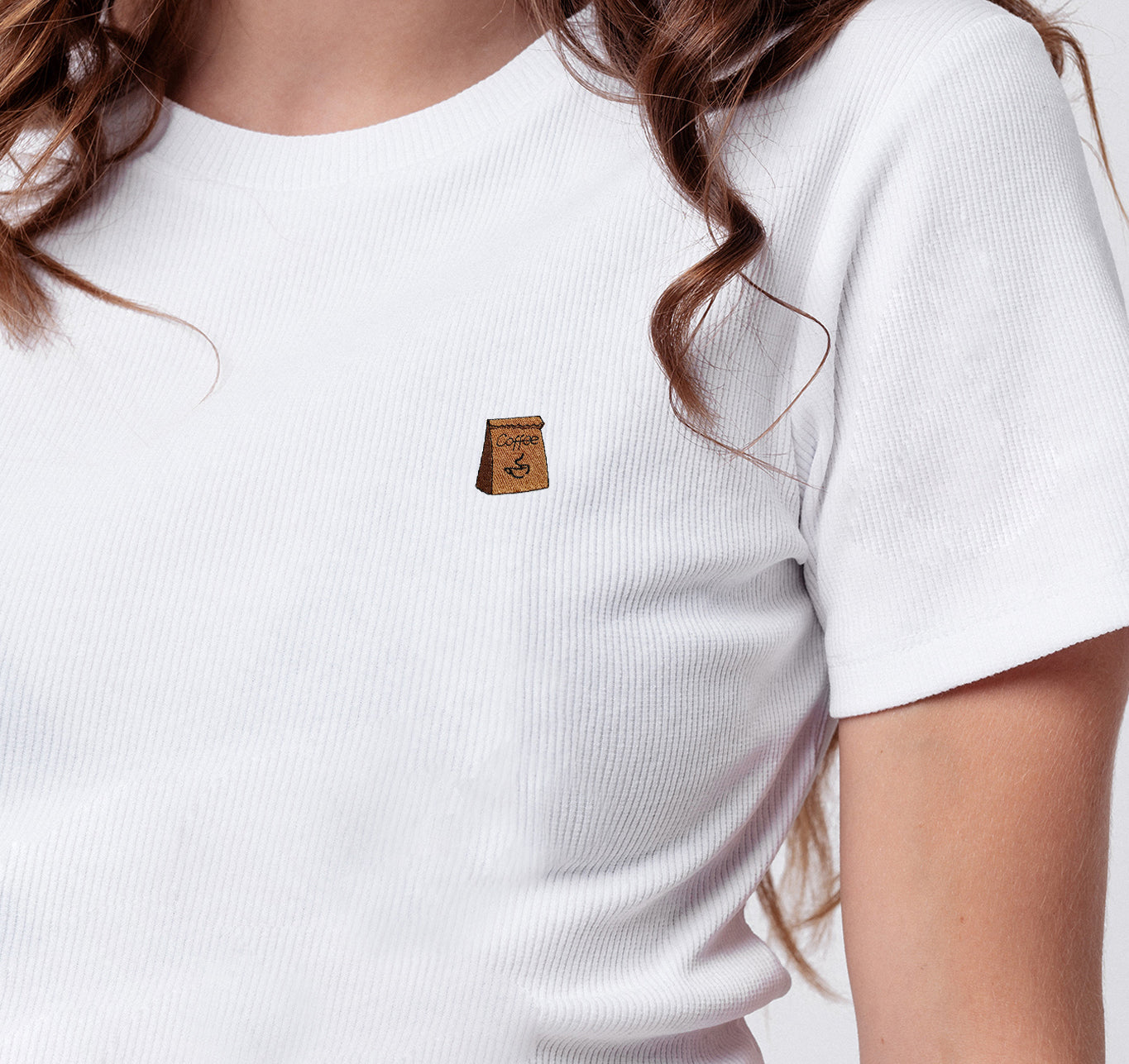 Coffee Bag | Besticktes Bio Baumwoll Cropped T-Shirt