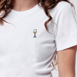 Weißwein | Besticktes Bio Baumwoll Cropped T-Shirt