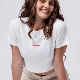 Caffé doppio | Besticktes Bio Baumwoll Cropped T-Shirt