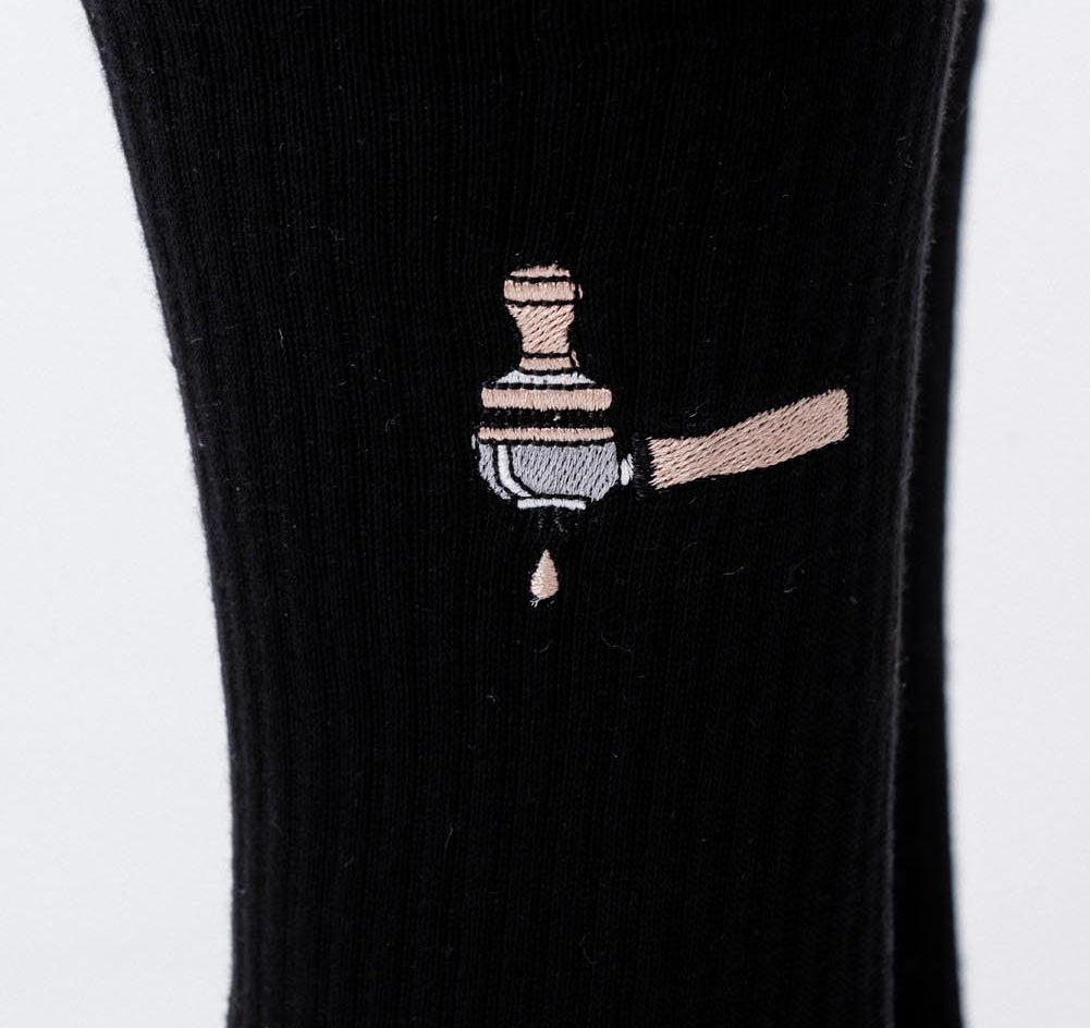 Siebträger & Tamper | Bestickte Bio Baumwoll Socken