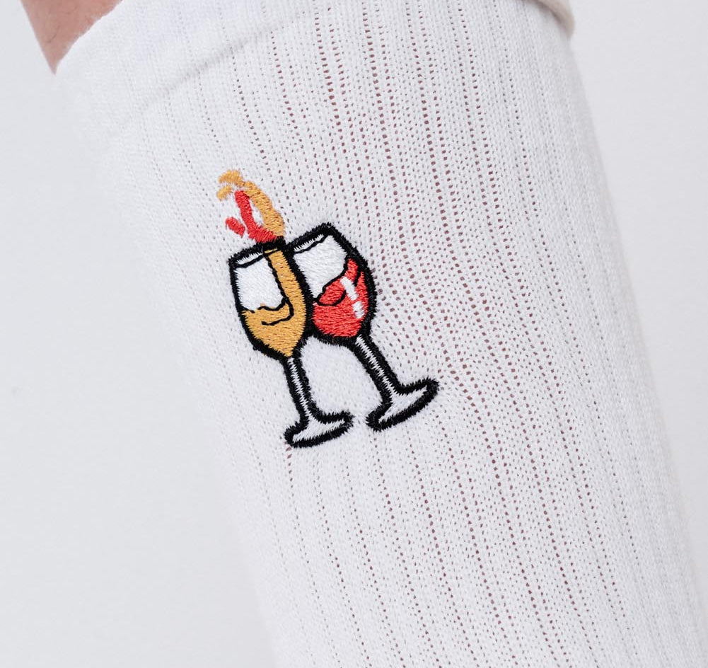 Wein Duett | Bestickte Bio Baumwoll Socken