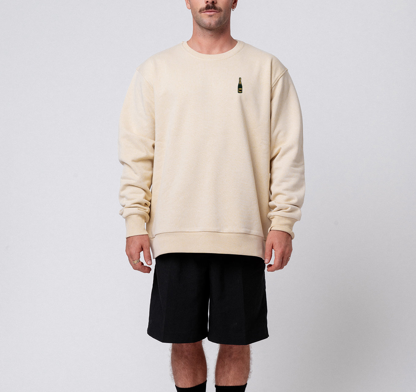 Champagner | Bestickter Bio-Baumwoll Unisex Pullover