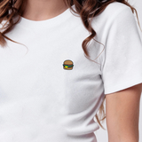 Burger | Besticktes Bio Baumwoll Cropped T-Shirt