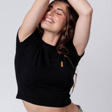 Voelkel Ingwer Shot | Besticktes Bio Baumwoll Cropped T-Shirt