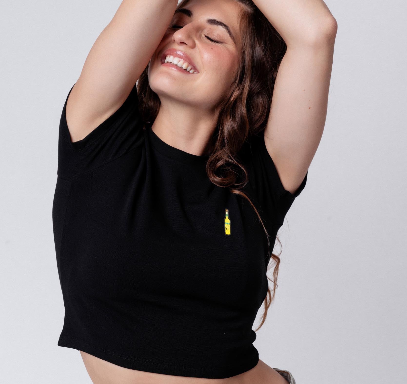 Pallini Limoncello | Besticktes Bio Baumwoll Cropped T-Shirt