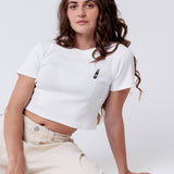 Spezi® | Besticktes Bio Baumwoll Cropped T-Shirt