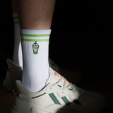 Iced Matcha Latte Stripes | Bestickte Bio Baumwoll Socken