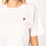 Pizza | Besticktes Bio Baumwoll Cropped T-Shirt