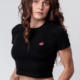 Steak | Besticktes Bio Baumwoll Cropped T-Shirt