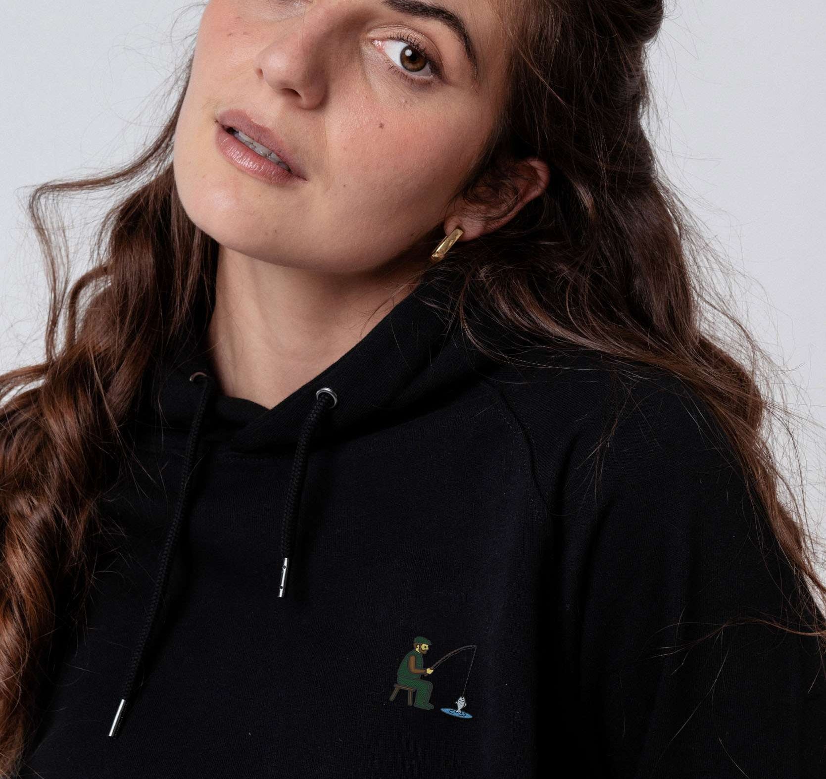 Angler | Bestickter Bio Baumwoll Unisex Hoodie