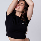 Berge | Besticktes Bio Baumwoll Cropped T-Shirt