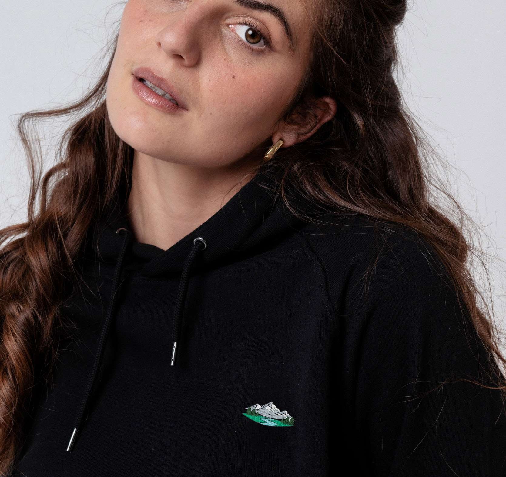 Berge | Bestickter Bio Baumwoll Unisex Hoodie