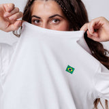 Brasilien | Minimal Flag – Besticktes Bio-Baumwoll Fan Shirt