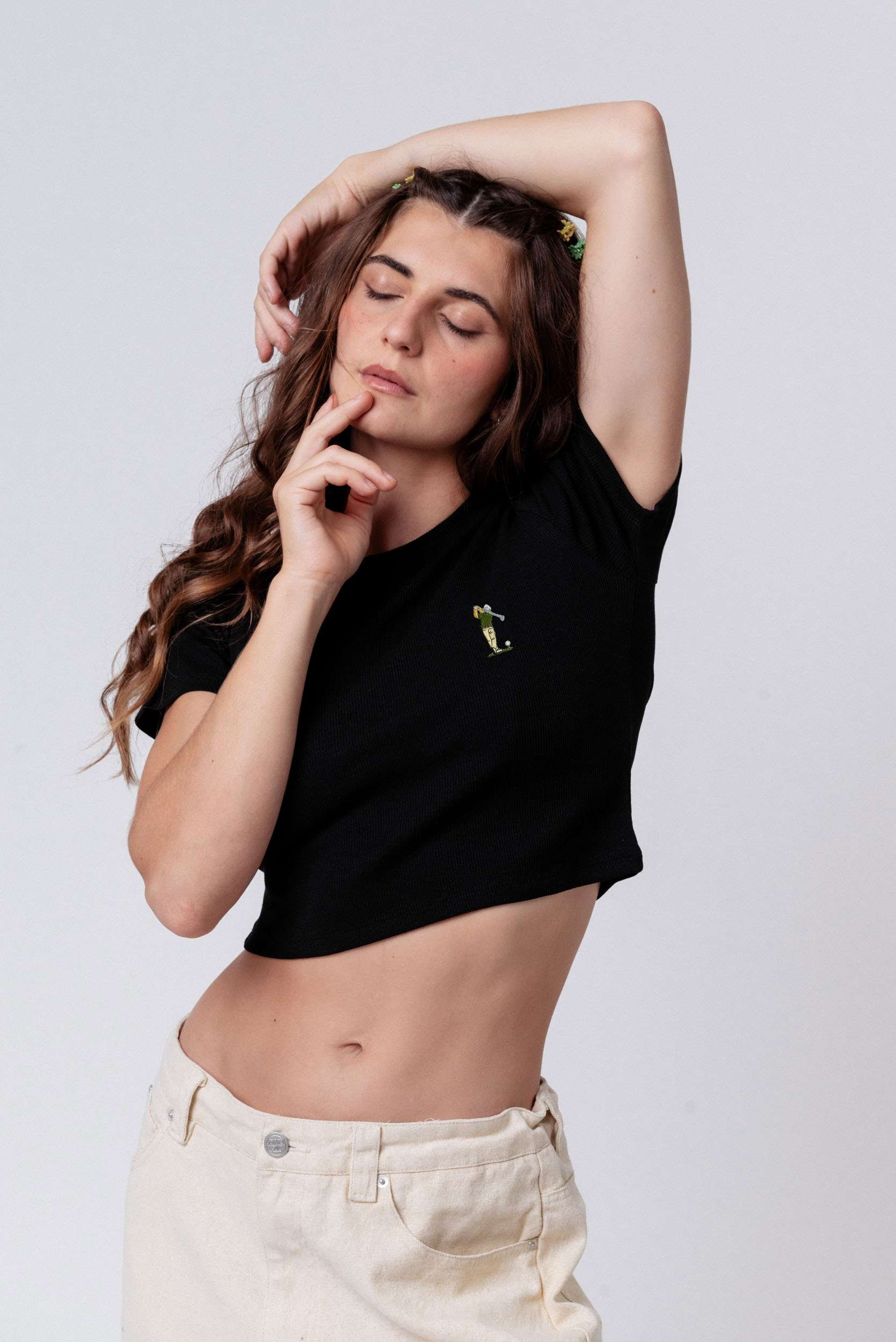 Golf Guy | Besticktes Bio Baumwoll Cropped T-Shirt