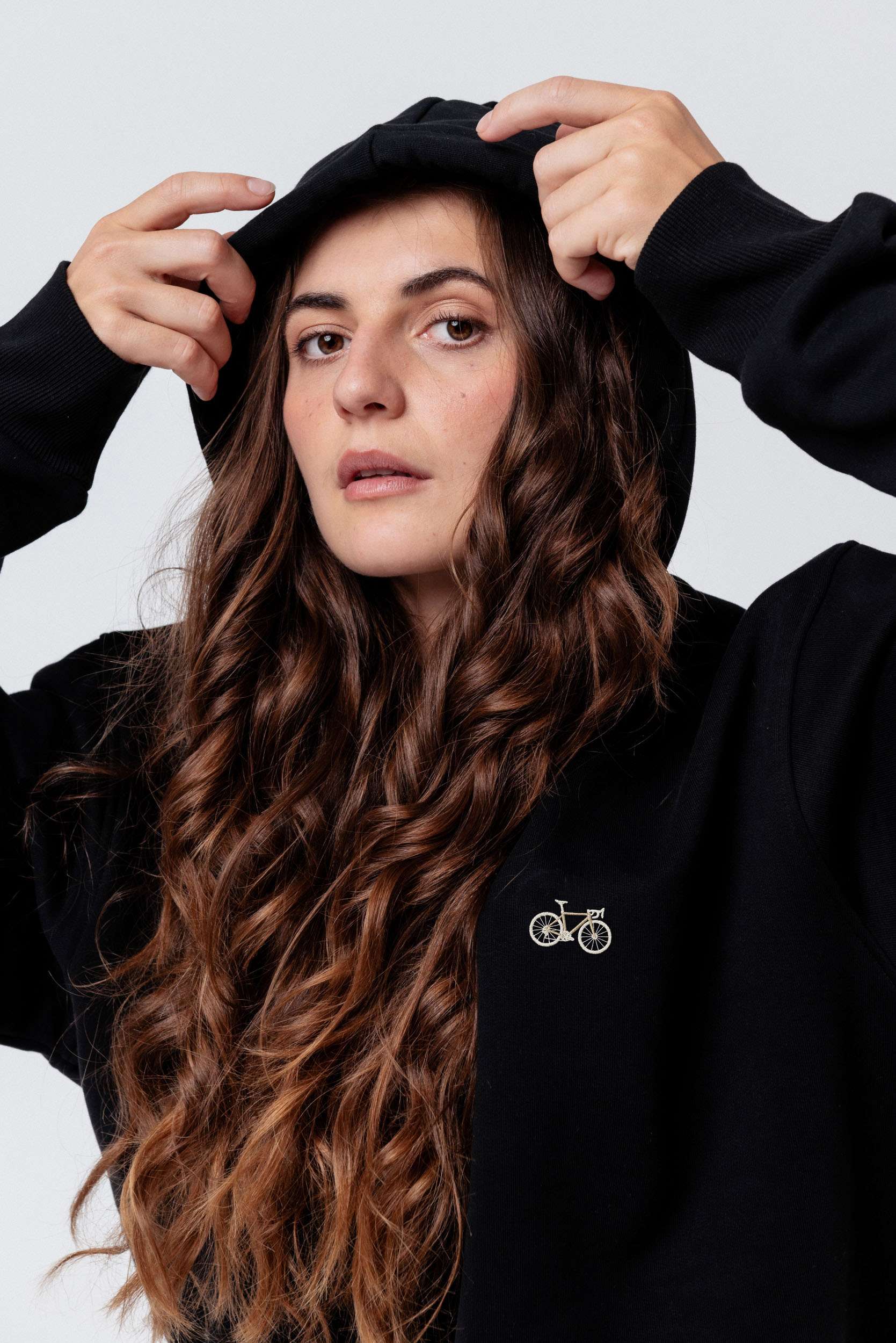 Gravelbike Beige | Bestickter Bio Baumwoll Unisex Hoodie