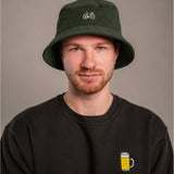Gravelbike Beige Grün Cord Bucket Hat