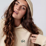 Gravelbike Beige | Bestickter Bio Baumwoll Unisex Hoodie