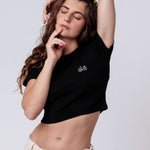 Gravelbike Pink | Besticktes Bio Baumwoll Cropped T-Shirt