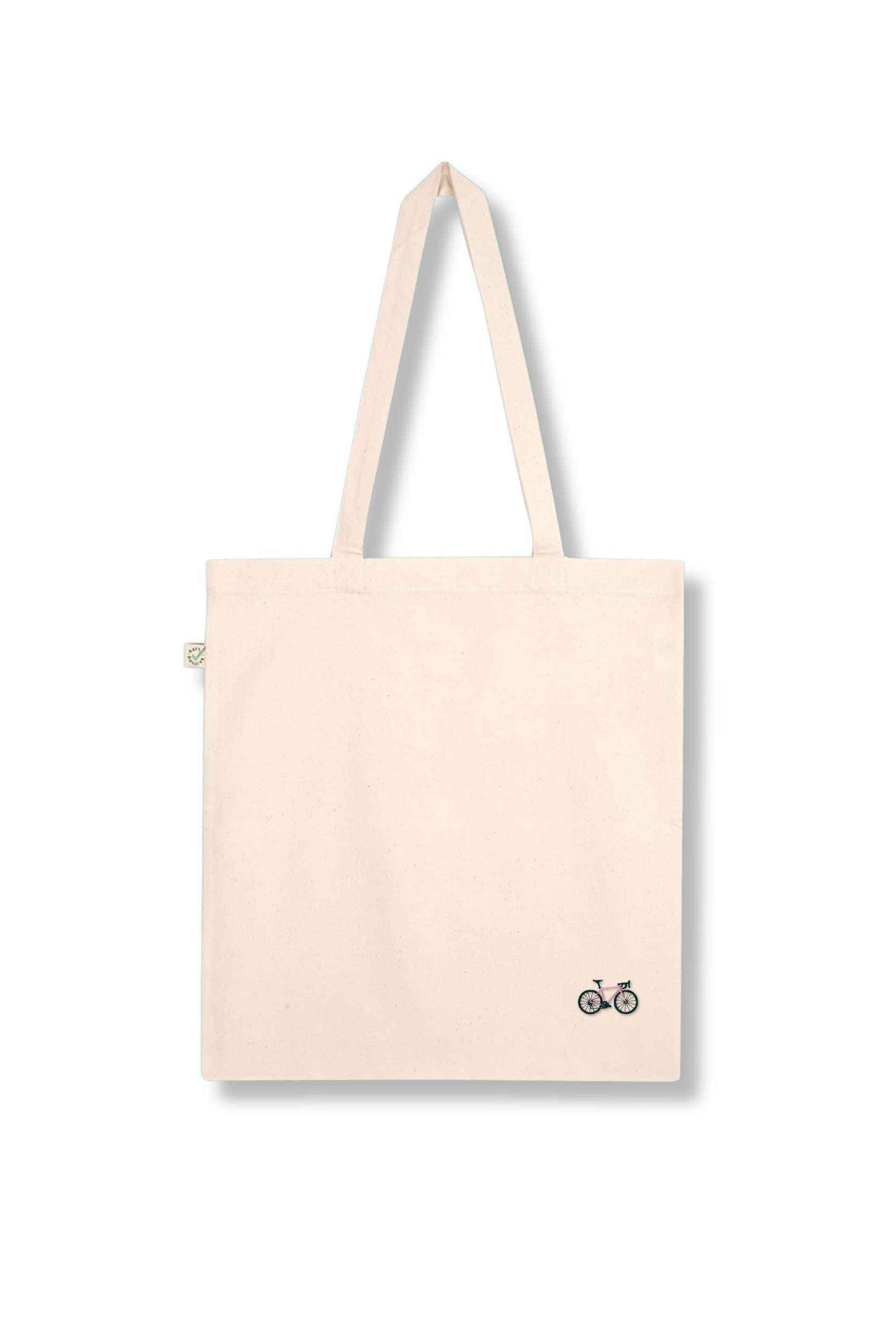 Gravelbike Pink | Bestickte Bio Baumwoll Tasche
