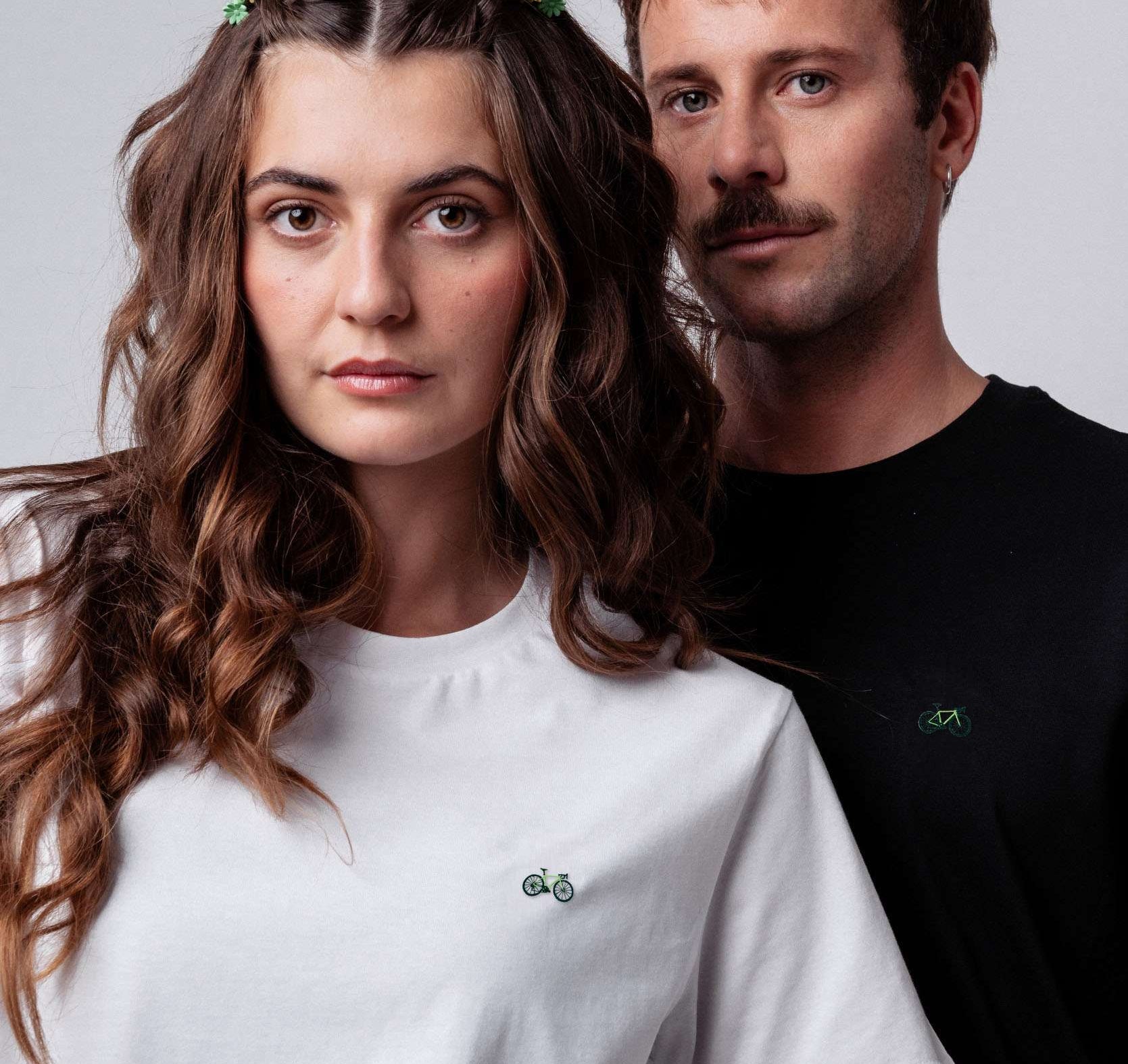 Gravelbike Gruen T-Shirt Weiß