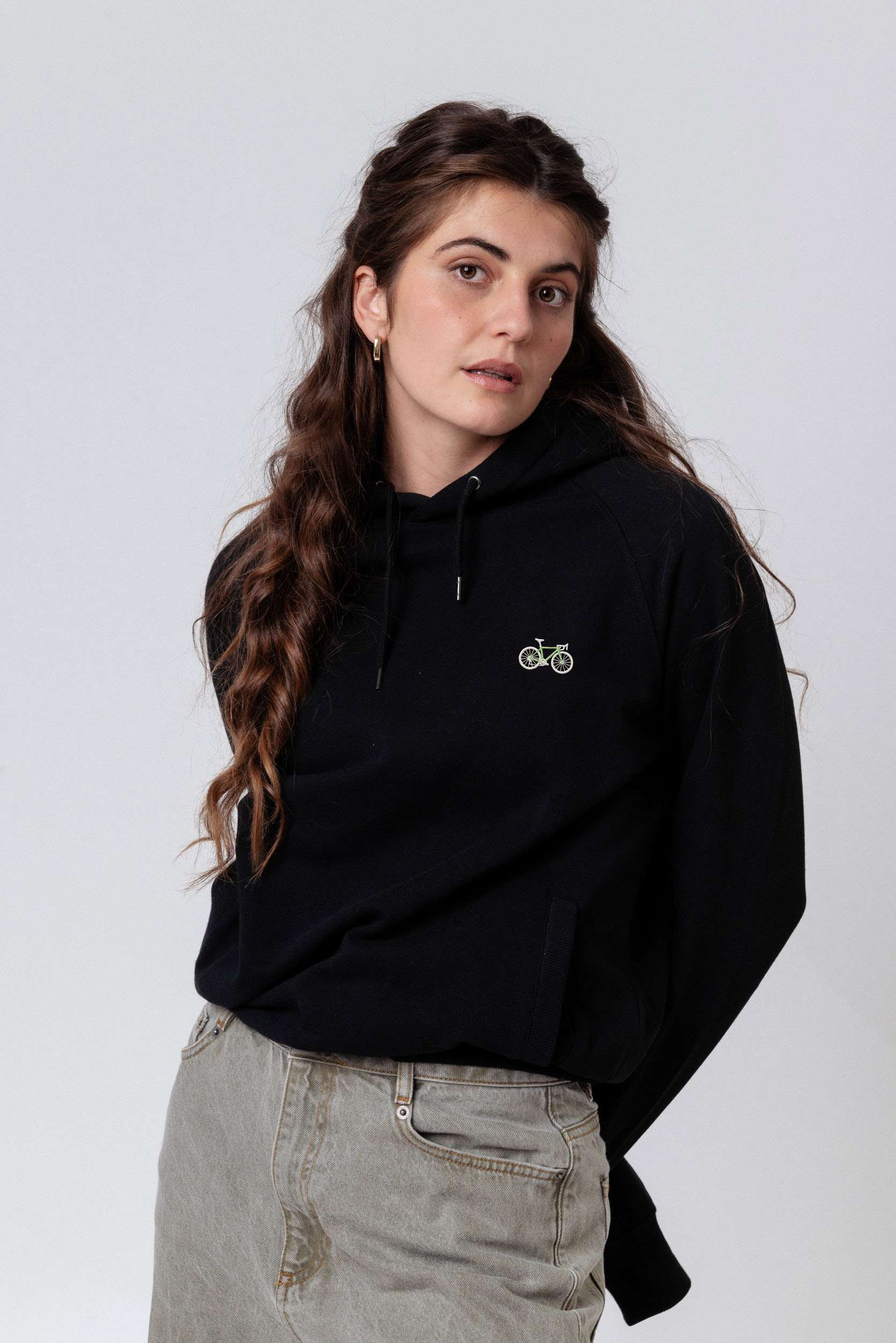 Gravelbike Gruen | Bestickter Bio Baumwoll Unisex Hoodie