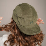 Gravelbike Beige Camper-Cap dunkelgrun Cord Camper Cap