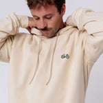 Gravelbike Beige | Bestickter Bio Baumwoll Unisex Hoodie