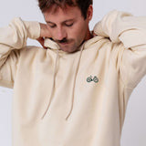 Gravelbike Beige | Bestickter Bio Baumwoll Unisex Hoodie