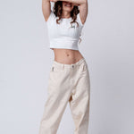 Gravelbike Beige | Besticktes Bio Baumwoll Cropped T-Shirt