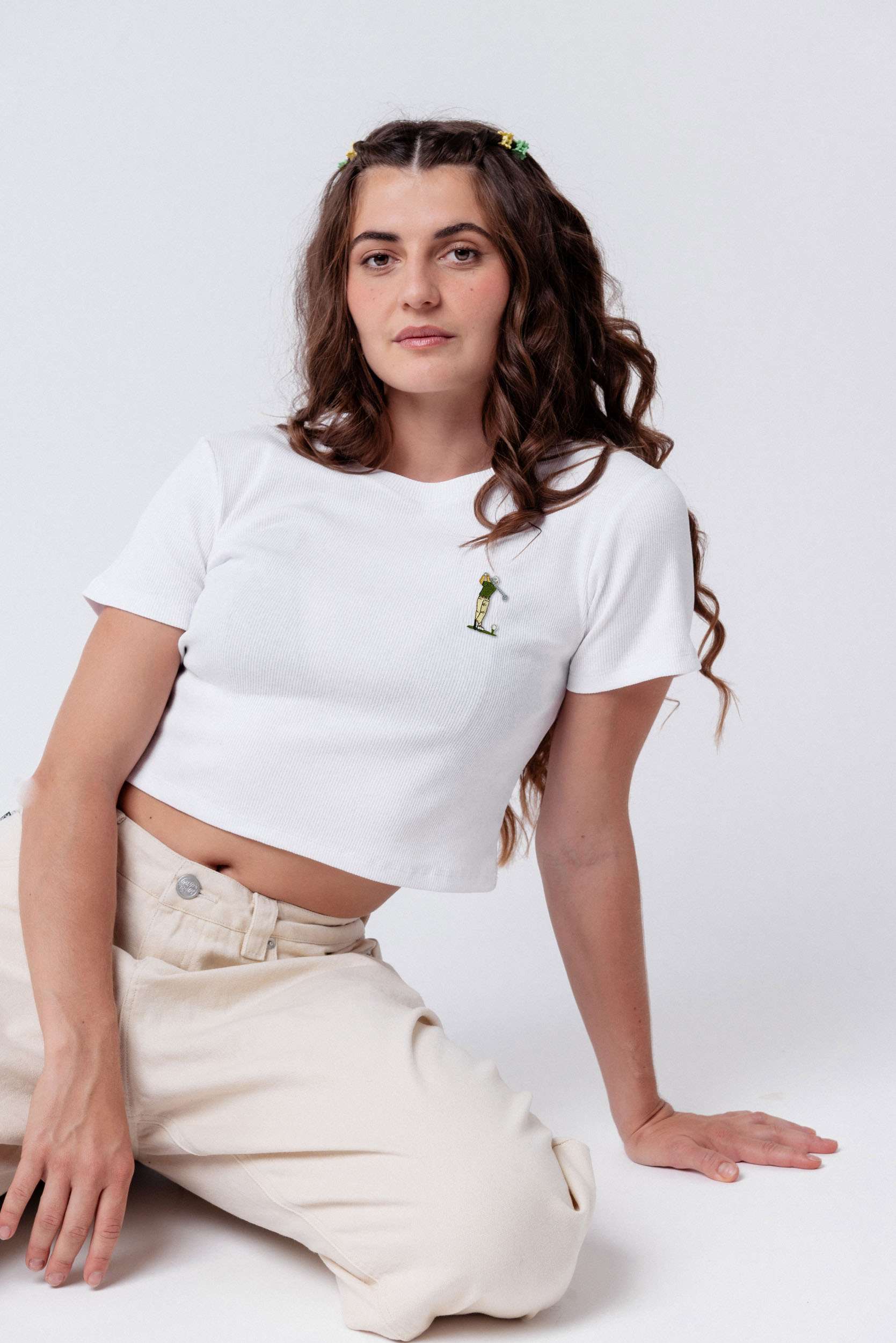 Golf Guy | Besticktes Bio Baumwoll Cropped T-Shirt