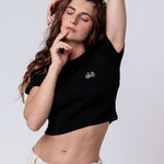 Gravelbike Gruen | Besticktes Bio Baumwoll Cropped T-Shirt