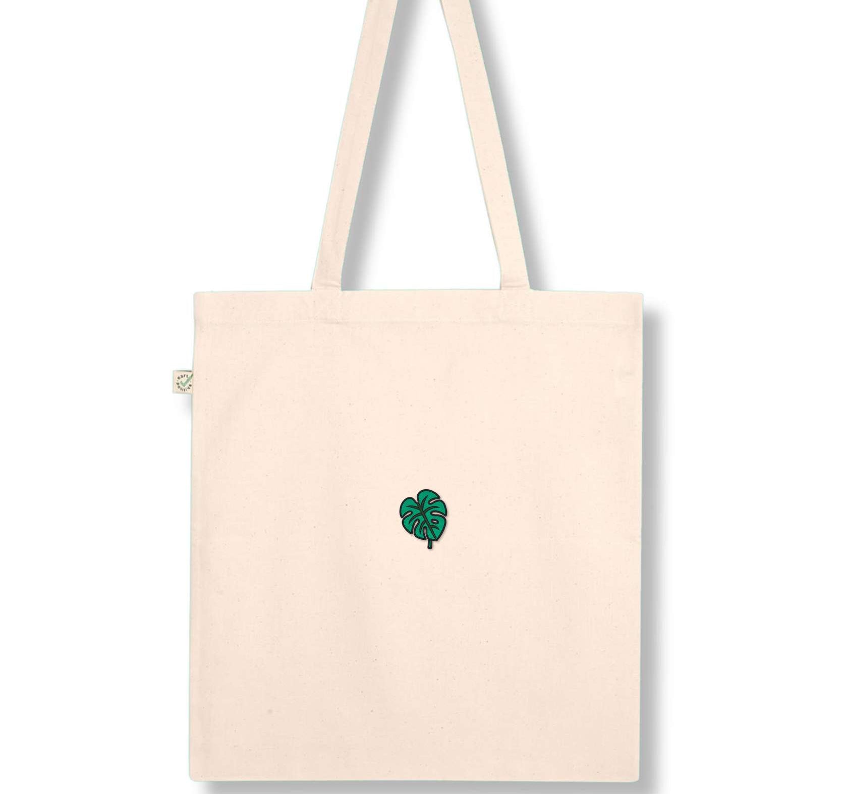 Monstera | Bestickte Bio Baumwoll Tasche