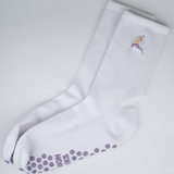 Pilates Pose | Bestickte Bio Baumwoll Socken mit Grip-Sohle