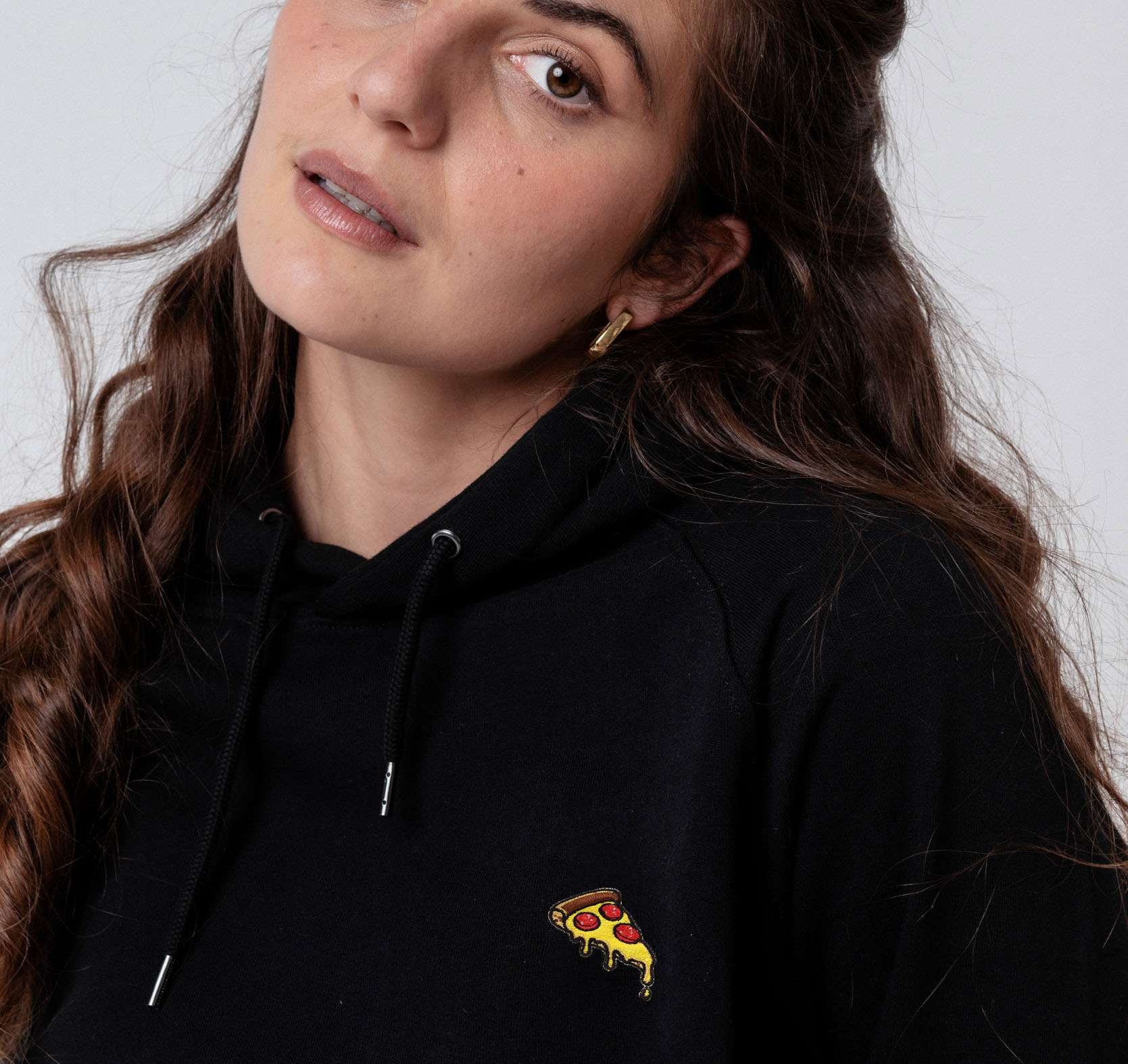 Pizza |  Bestickter Bio Baumwoll Unisex Hoodie