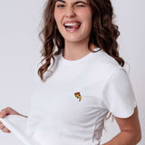 Pizza | Besticktes Bio Baumwoll Frauen T-Shirt