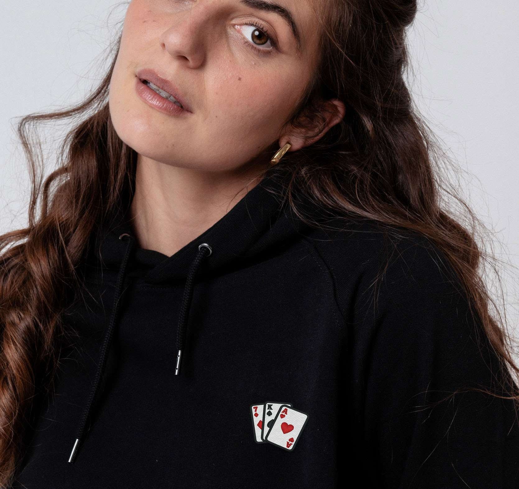 Poker | Bestickter Bio Baumwoll Unisex Hoodie