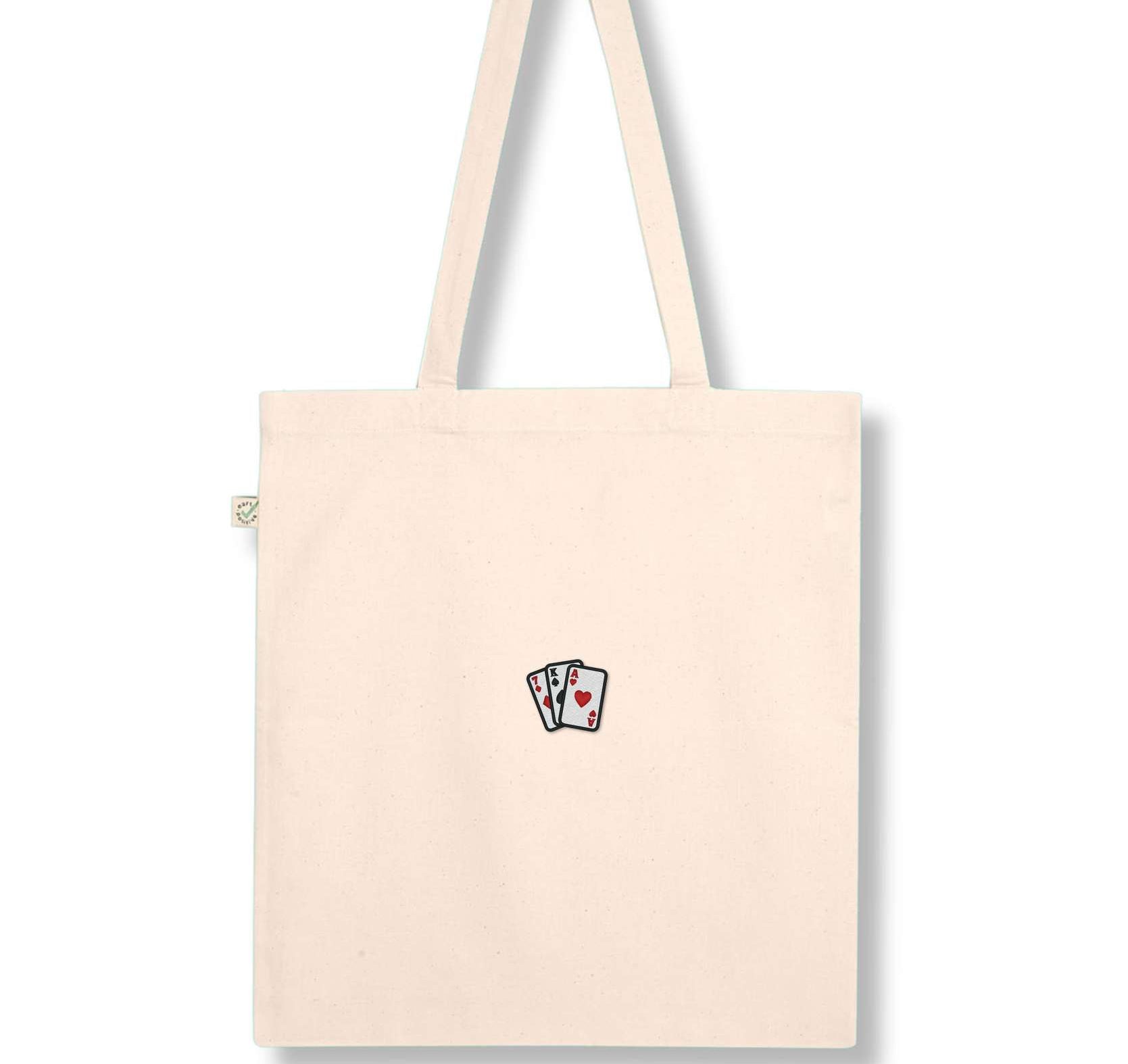 Poker | Bestickte Bio Baumwoll Tasche
