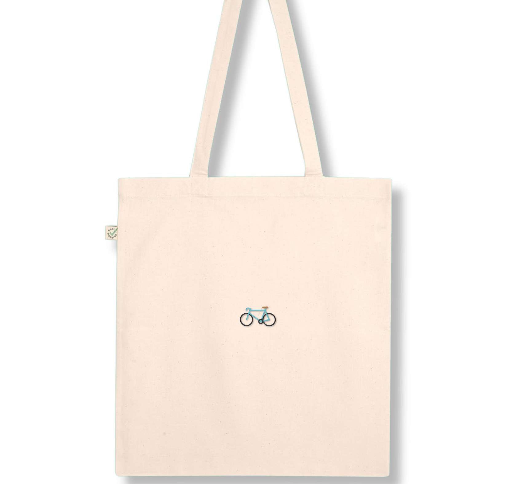 Rennrad | Bestickte Bio Baumwoll Tasche