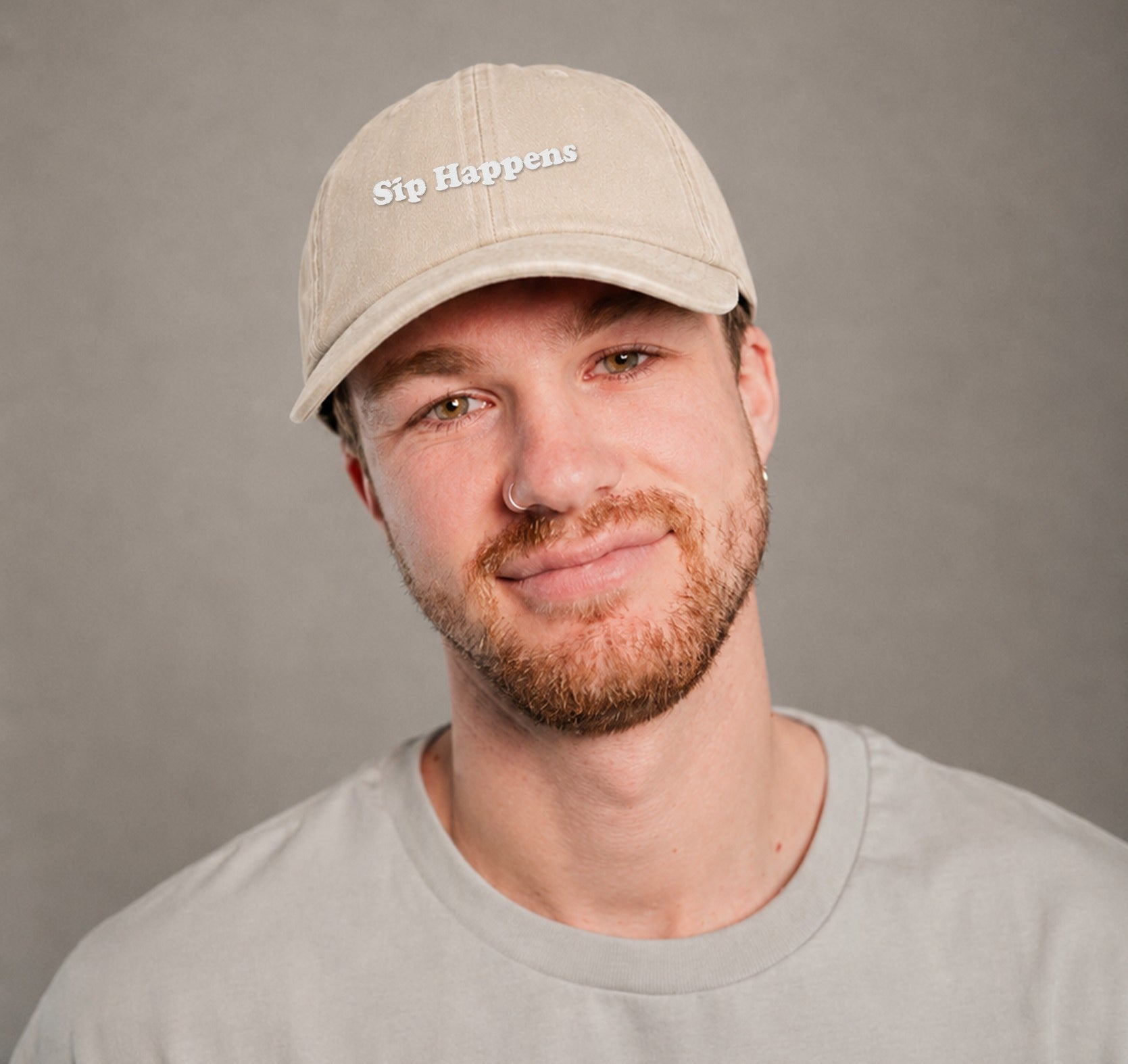 Sip Happens Vintage Sand Vintage Cap
