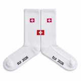 Schweiz | Minimal Flag | Bestickte Bio Baumwoll Fan Socken