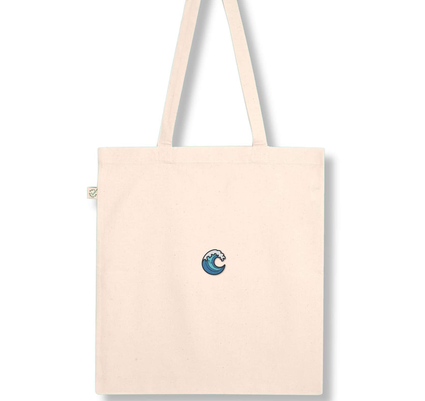 Welle | Bestickte Bio Baumwoll Tasche