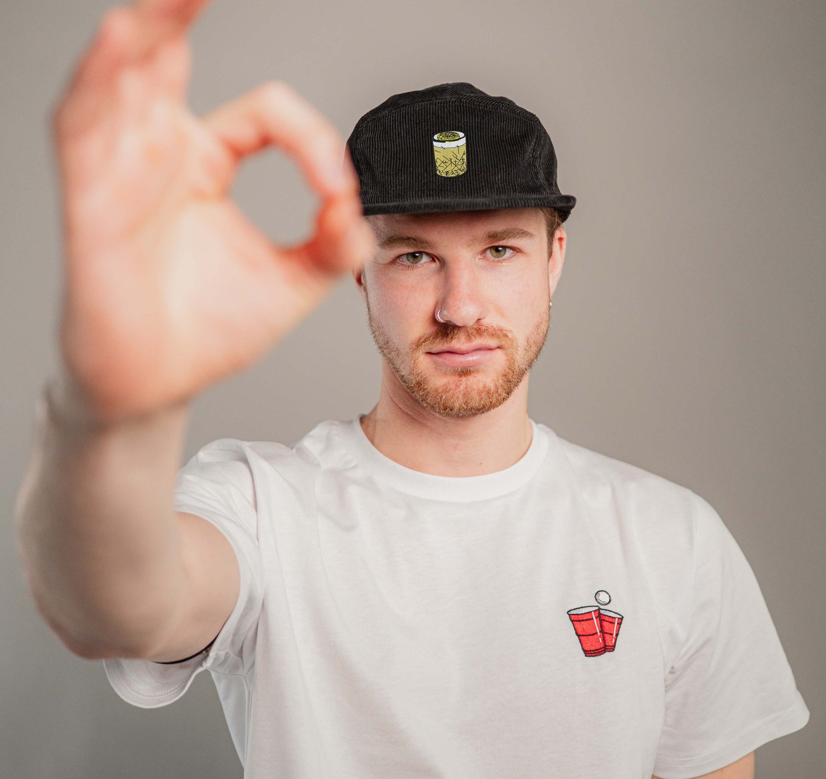 Whisky Sour Camper-Cap schwarz-1 Cord Camper Cap