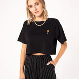 Spritz | Besticktes Bio Baumwoll Cropped T-Shirt